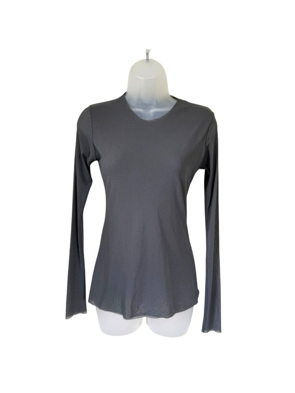 Petit Pois By Viviana G Sheer Gray Long Sleeve Nylon Top M